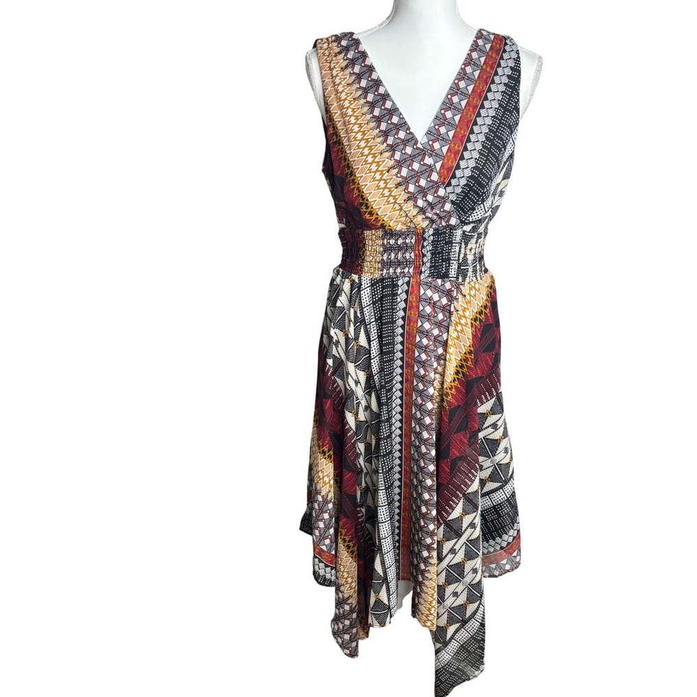 Rabbit Asymmetrical Patchwork Dress 10 Multicolor Boho Hippie Artsy Handkerchief